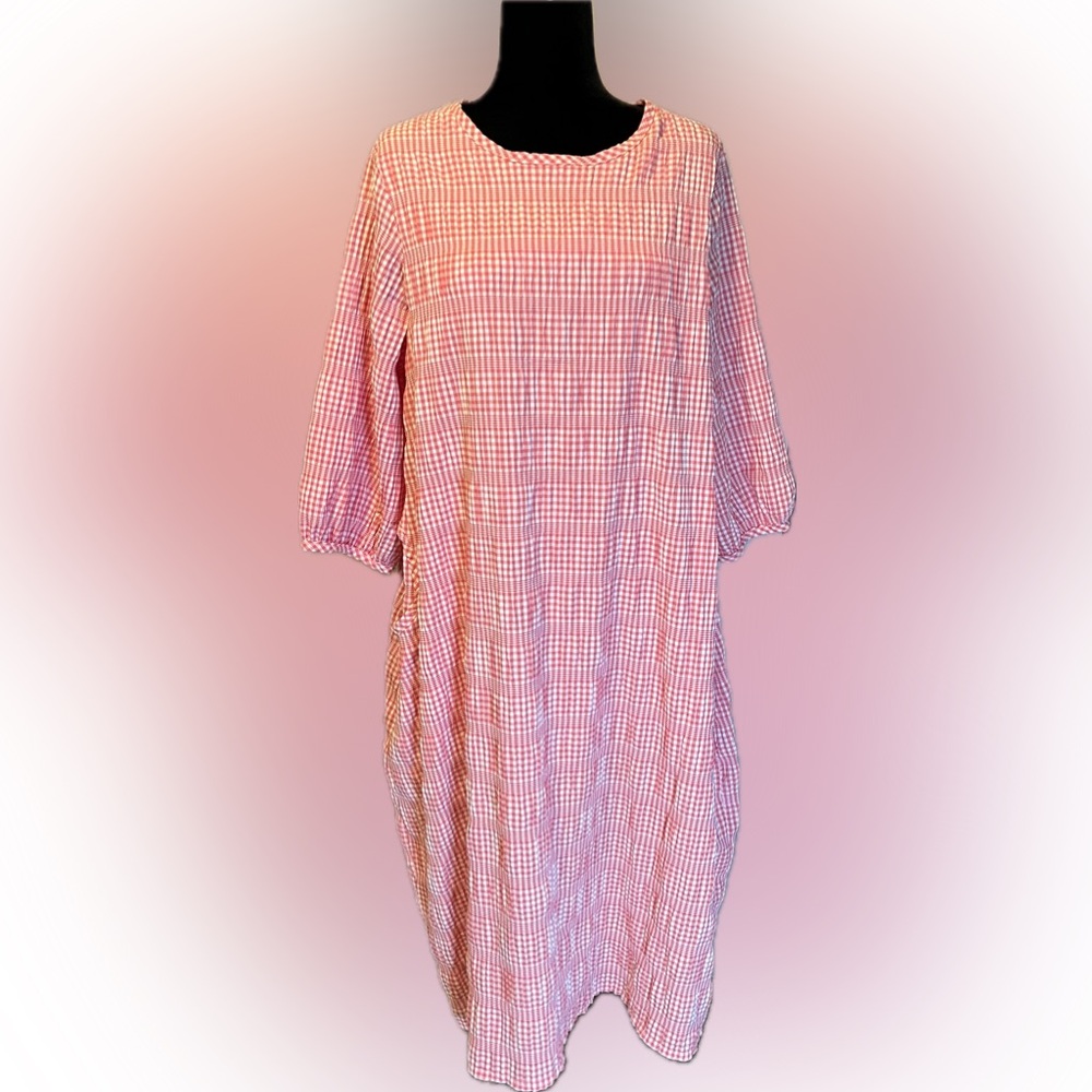 Zadie B’s Gina Seersucker Dress Hot Pink Plaid size L